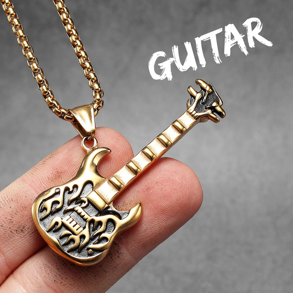 Guitar Tape Pendant Necklace Stainless Steel