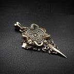 Retro Wheel Pendant with Snake Pendant Wheel of Hecate Symbol Protective Amulet Brass Jewelry Gifts for Women