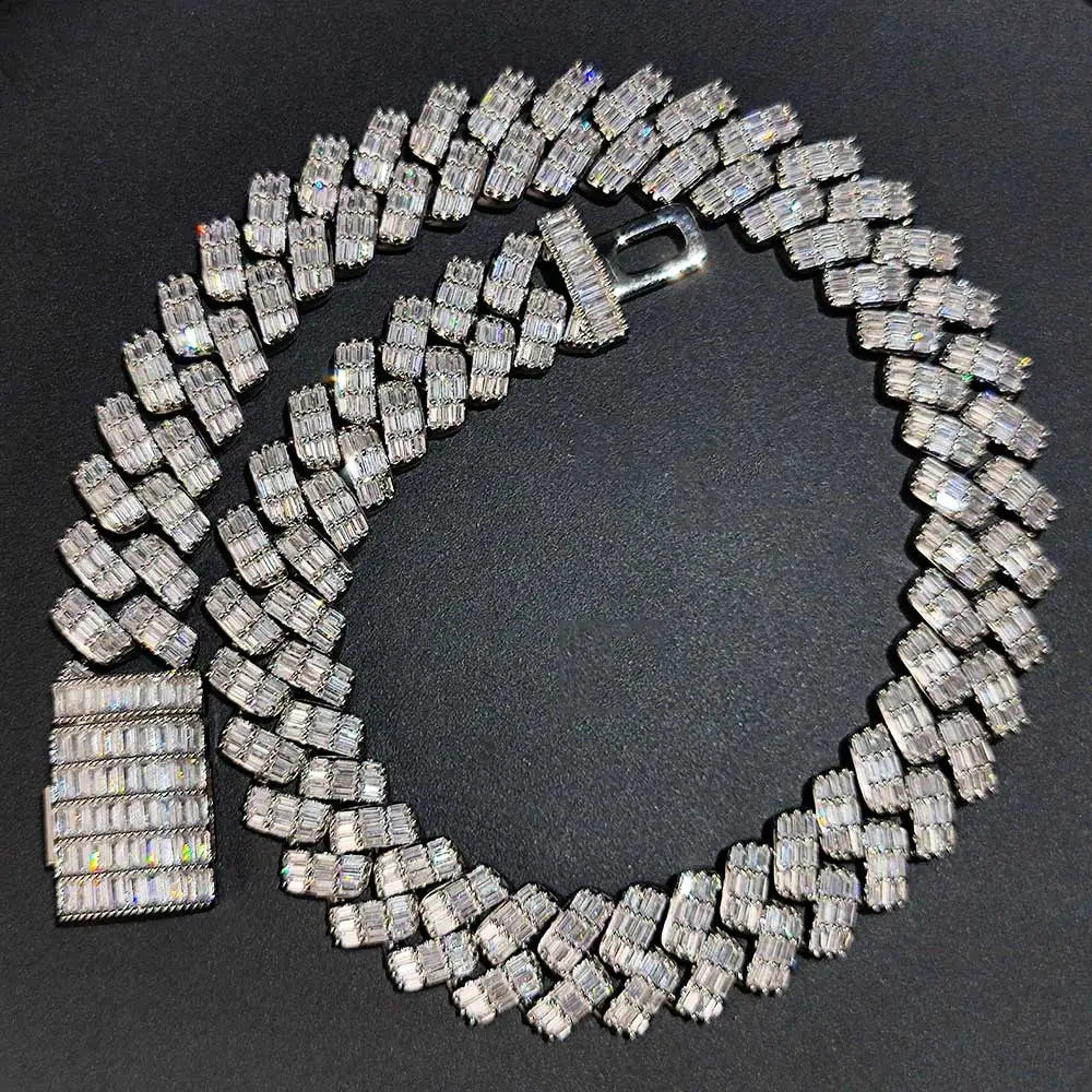 Iced Out Cuban Chain Necklace Stainless Steel 18/19MM