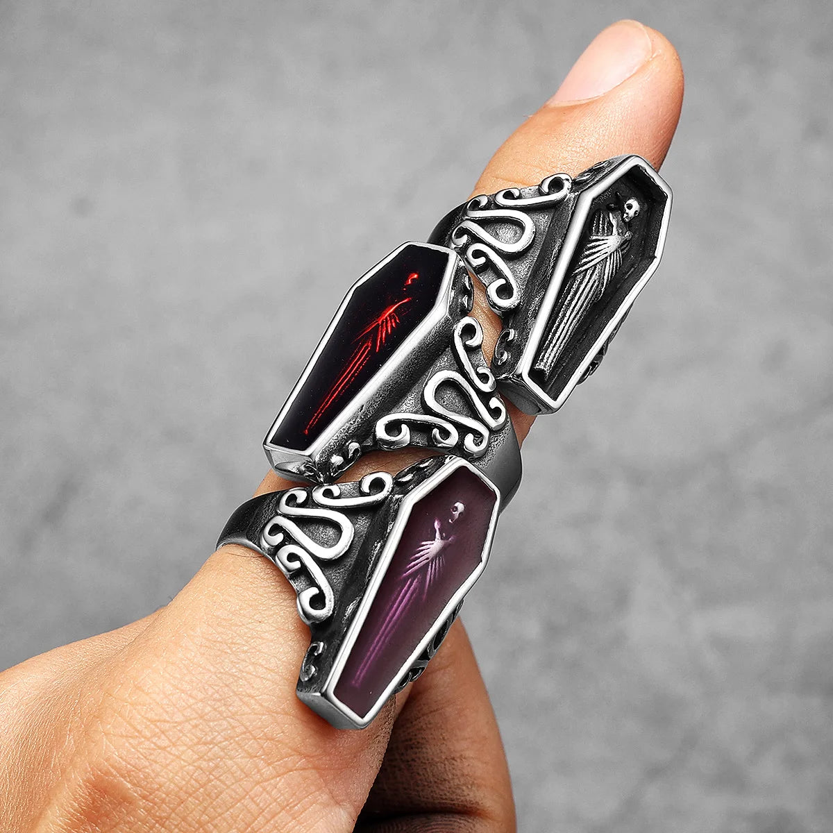 Gothic Vampire Coffin Ring — Stainless Steel