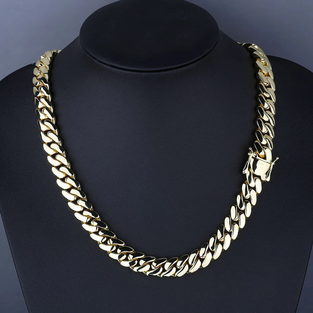 Gold Cuban Chain Necklace 10/12/22MM Brass