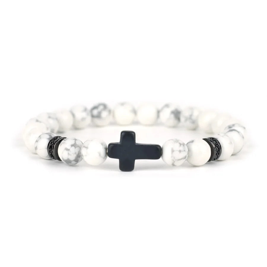Crucifix Beaded Prayer Bracelet Stretch Religious Wristband