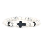 Crucifix Beaded Prayer Bracelet Stretch Religious Wristband