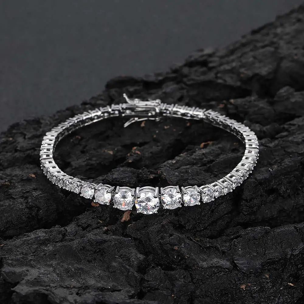Tennis Chain Necklace Stainless Steel Gradient CZ