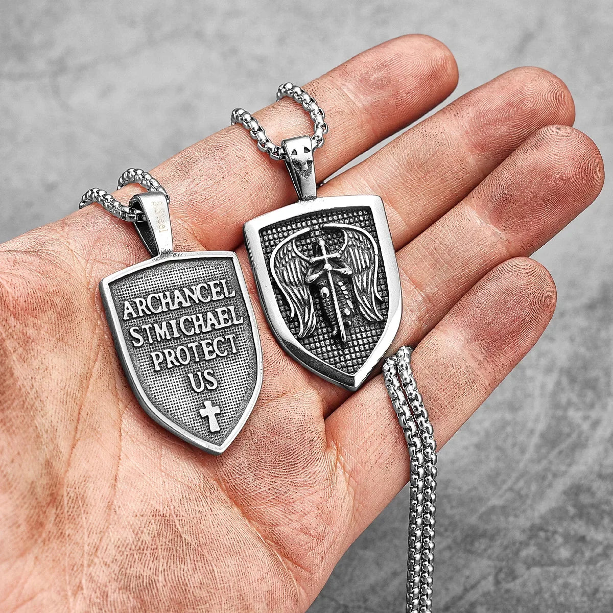 Archangel St.Michael Pendants Stainless Steel Men Women Necklaces Chain Punk Rock Retro Jewelry Accessories Best Gift