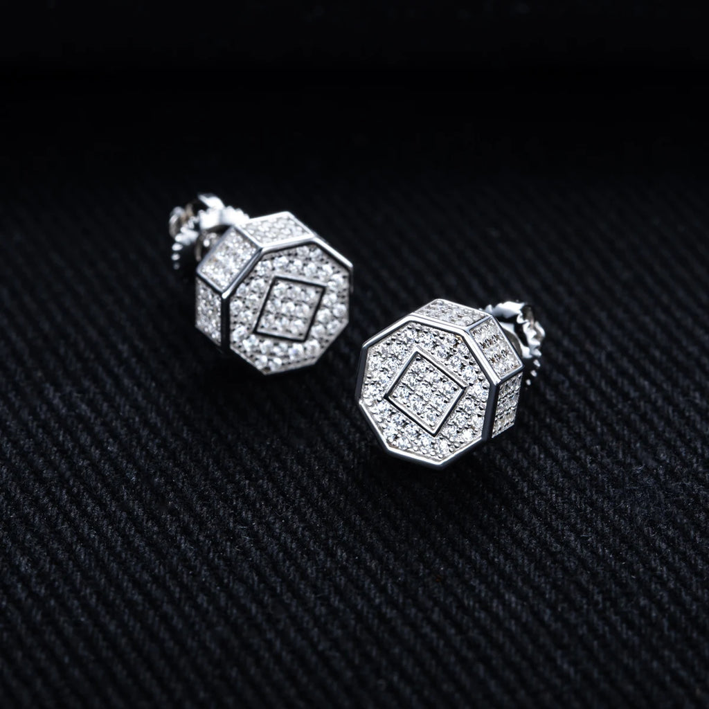 Iced Out Stud Earrings — 925 Silver