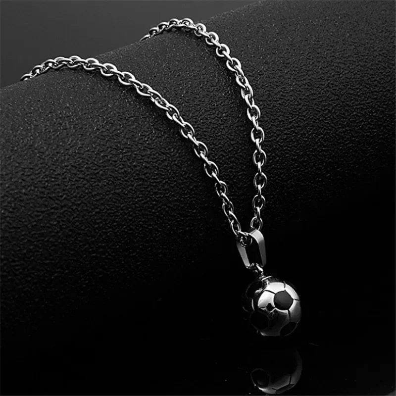 Football Charm Pendant Necklace — Gold