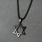 Jewish Star of David Box Chain Necklace — Stainless Steel