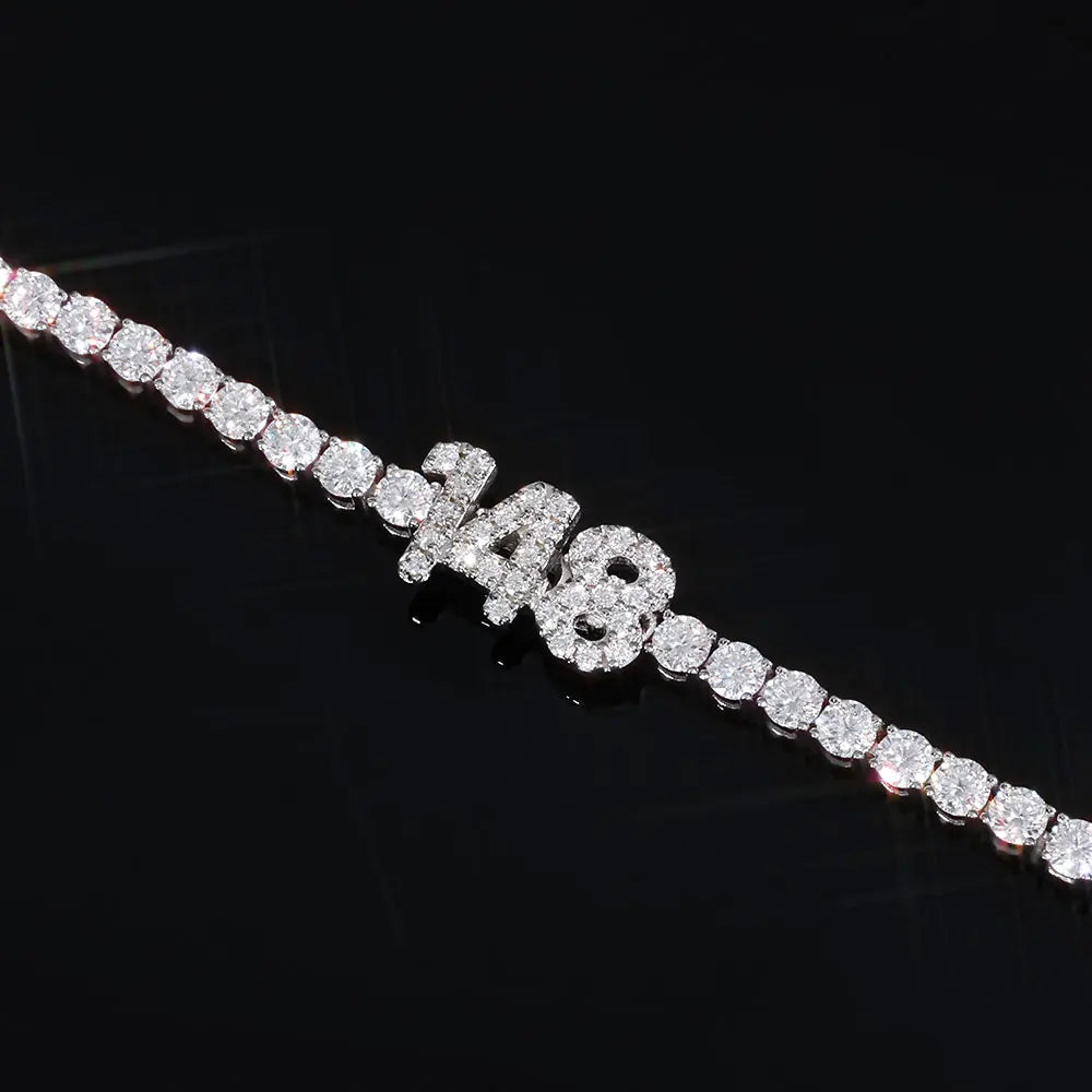 Initial Letter Tennis Bracelet — Iced Out Silver-Tone, 3mm