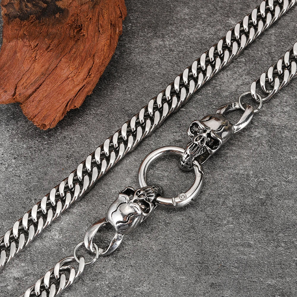 Cuban Chain Skull Necklace — Stainless Steel