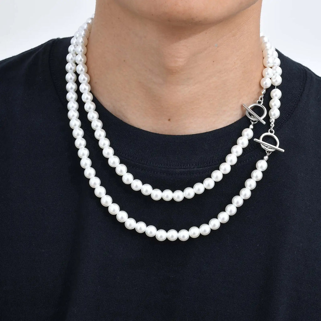 Imitation Pearl Beaded Necklace — OT Buckle Neck Chain