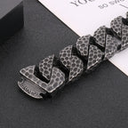 Heavy Curb Bracelet for Men Vintage Stainless Steel Foundry Tapping Pattern Cuban Chain Male Bangle Bracelets Jewelry