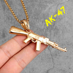 Gun Series AK47 M16 Sniper Rifle Stainless Steel Jewelry Men Necklaces with Pendant For Male Women Punk Hip Hop Gifts Wholesale