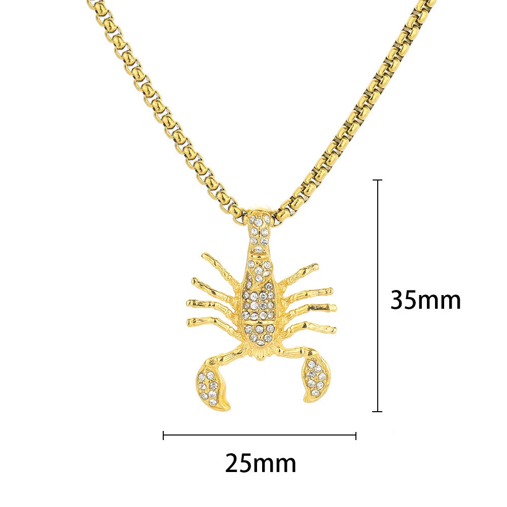 Iced Out Scorpion Pendant Necklace — Gold