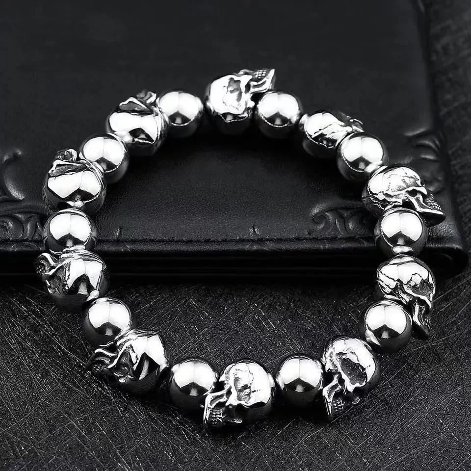 Full Skull Bracelet Adjustable Size Gothic Men's Motorcycle Riding Bracelet Hip Hop Punk Rock Jewelry