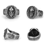 Viking Odin Helmet Celtic Knot Ring — Stainless Steel