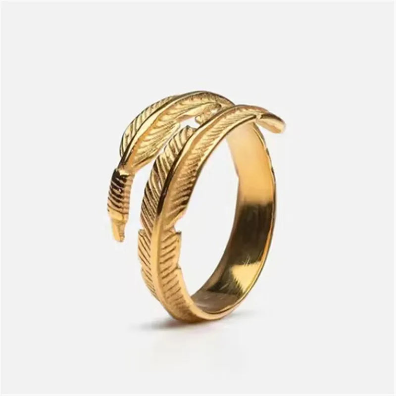 Feather Ring Adjustable for Men & Women — Stainless Steel