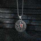 1PC INGX Stainless Steel Men's Retro Knight Cross Shield Pendant Necklace for Men Medieval Viking Necklace Man Jewelry