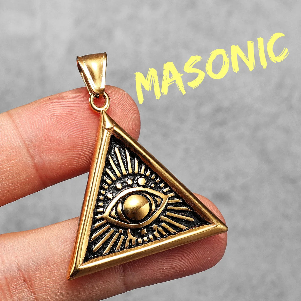 Masonic Eye Pendant Necklace — Stainless Steel