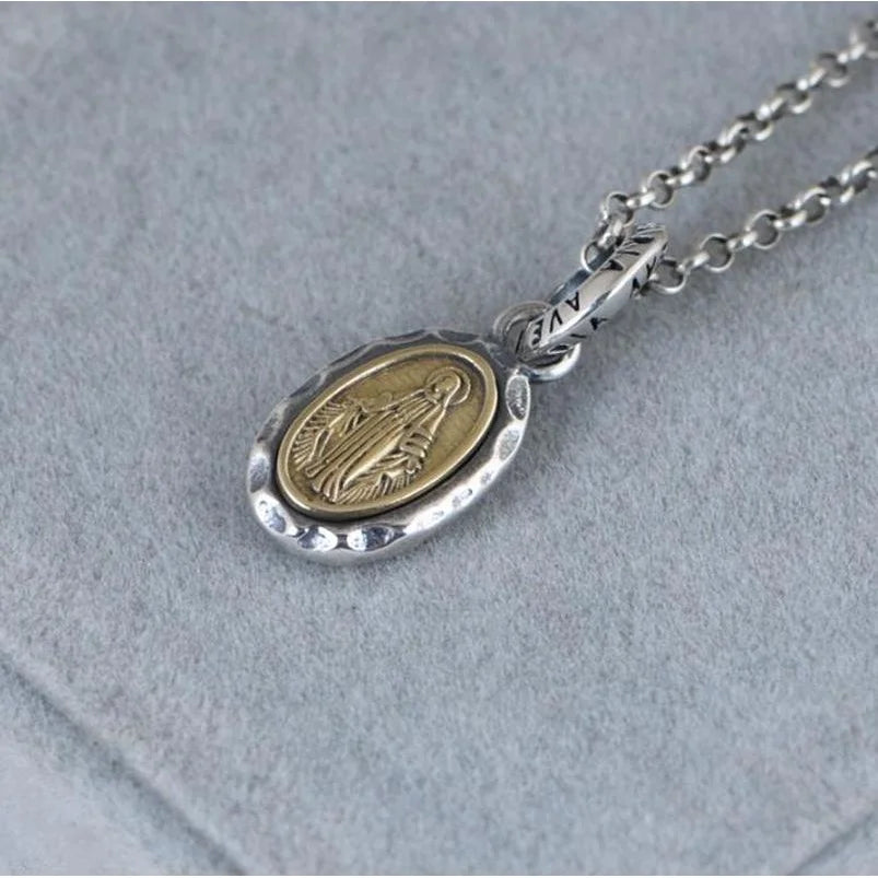 Virgin Mary Silver Pendant Necklace
