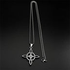 Knot Silver Pendant Witch Rhinestones Wicca Magic