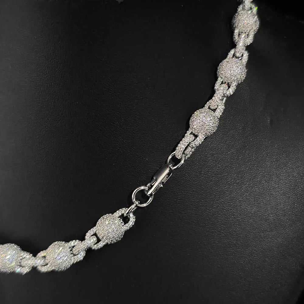 Iced Out Bead Choker Necklace 10.5MM Stainless Steel