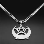 Wicca Triple Moon Pentagram — Stainless