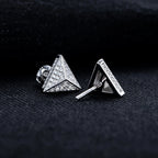 Iced Out Triangle Stud Earrings — 925 Silver
