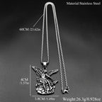 Archangel Michael Amulet Necklace — Silver-Tone