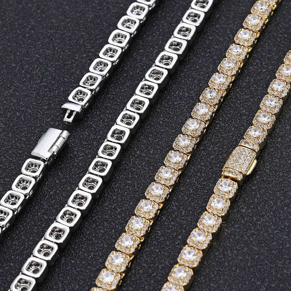 Tennis Chain Necklace Stainless Steel 5MM Cluster