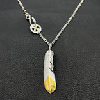 Handmade Two Tone Feather Pendant Necklace Silver Plated Alloy Men Women Vintage Biker Native American Goros Jewelry Gift
