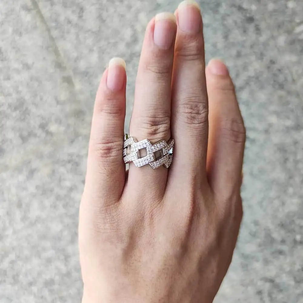 Iced Out Cuban Ring Stainless Steel 14MM