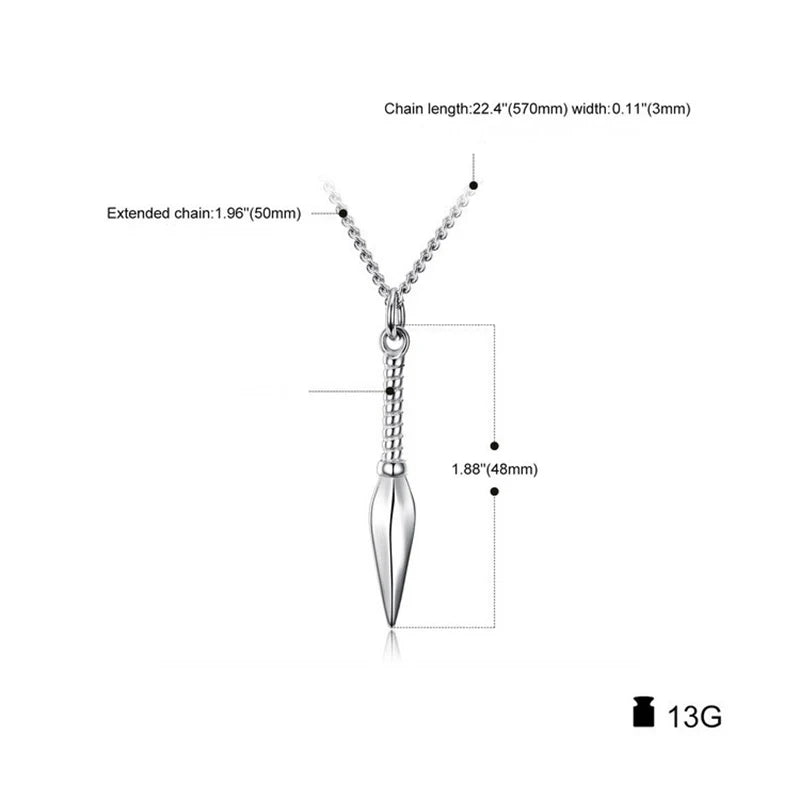 Gold Spear Pendant Necklace Box Chain Statement