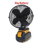 6 Inches Camping Fan 10000/20000mAh Outdoor Fishing Wireless Desktop Portable Metal Fan Strong Wind Fan FIt Dewalt 18V