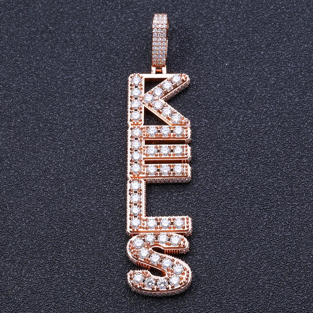 Iced Out Moissanite Letter Pendant Necklace VVS