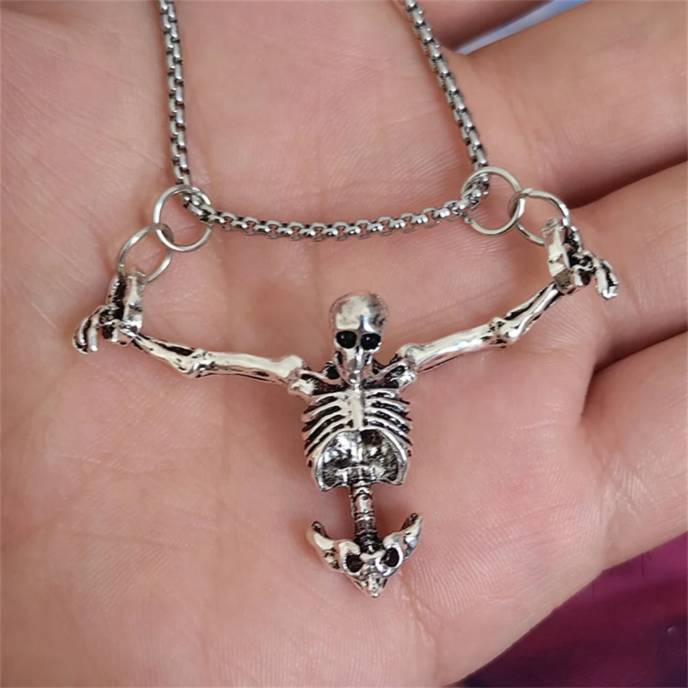 Skull Bicycle Pendant Necklace — Gothic