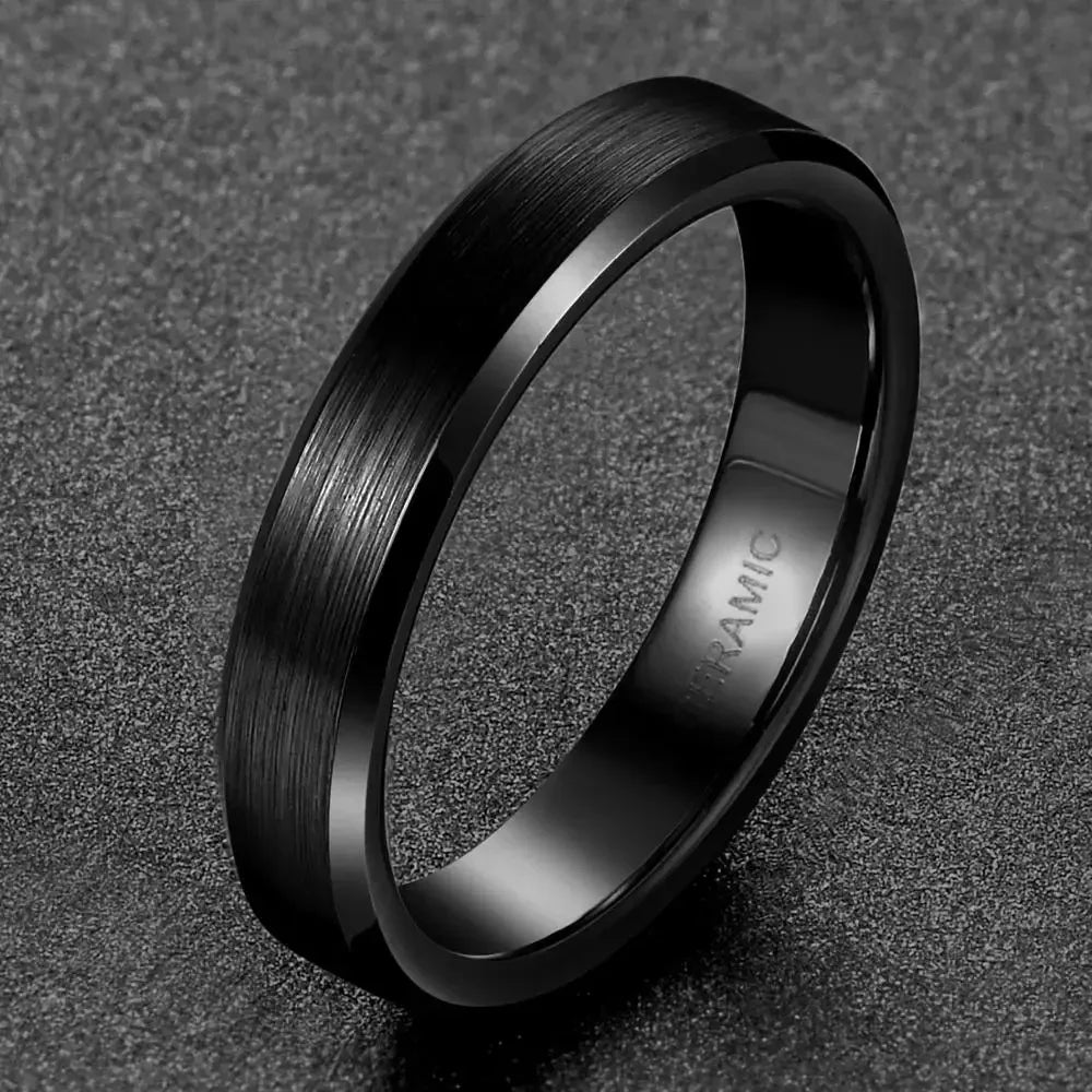 Kolmnsta 4/6/8mm Black Ceramic Ring Men Brushed Comfort Fit Couple Wedding Band Engagement Rings For Men Women Size 4-15 Anel