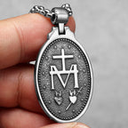 Virgin Mary Cross Pendant — Stainless Steel