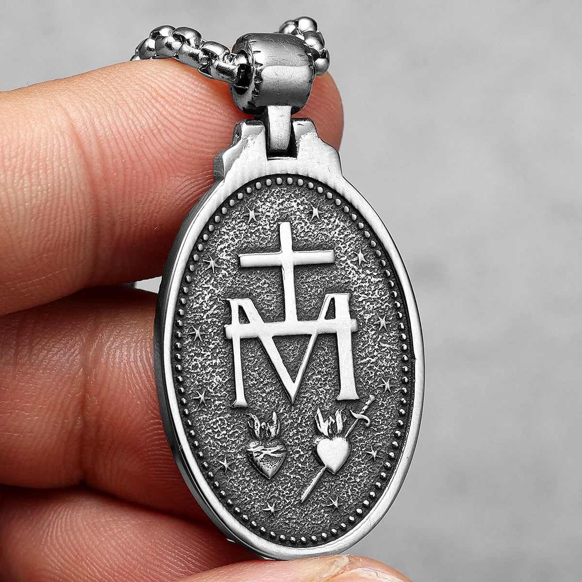 Virgin Mary Cross Pendant — Stainless Steel