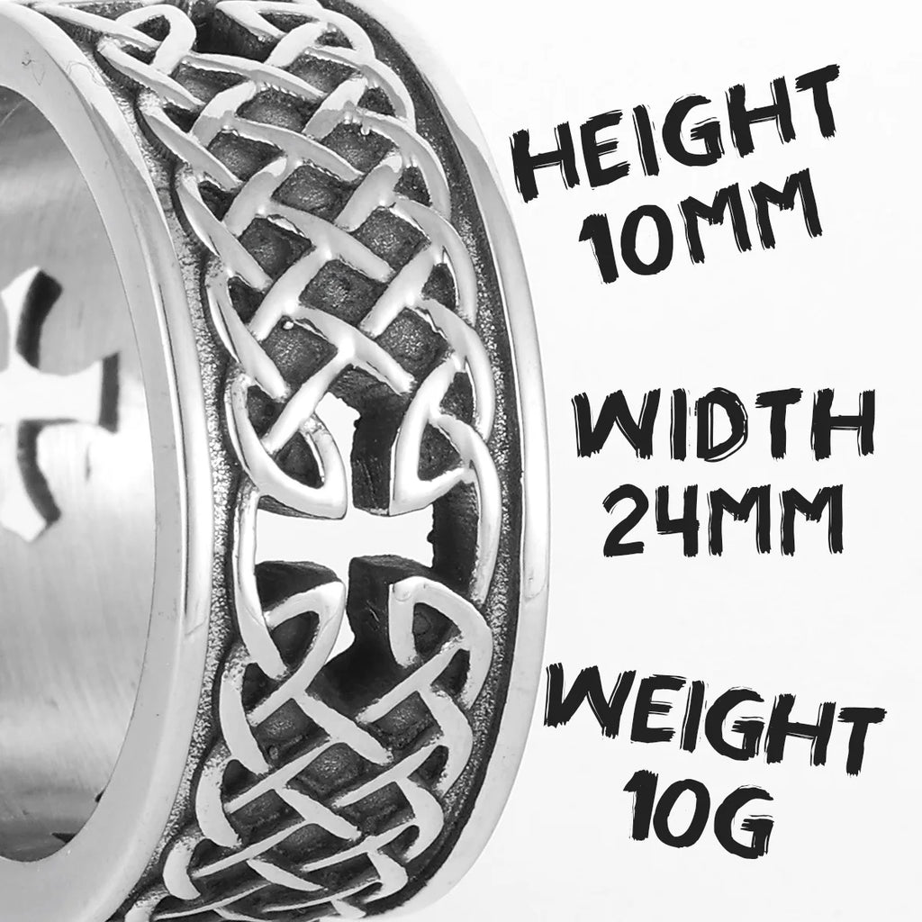Viking Celtic Knot Cross Stainless Steel Womens Mens Rings Punk Vintage For Boyfriend Biker Jewelry Creativity Gift
