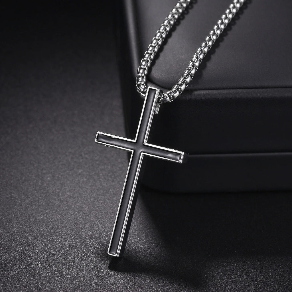 Christian Jesus Cross Necklace For Women Men Stainless Steel Chains Choker Religion Pendants Jewelry Prayer Baptism Gift
