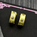 Two-Tone Earrings Vintage Small Sterling Zircons