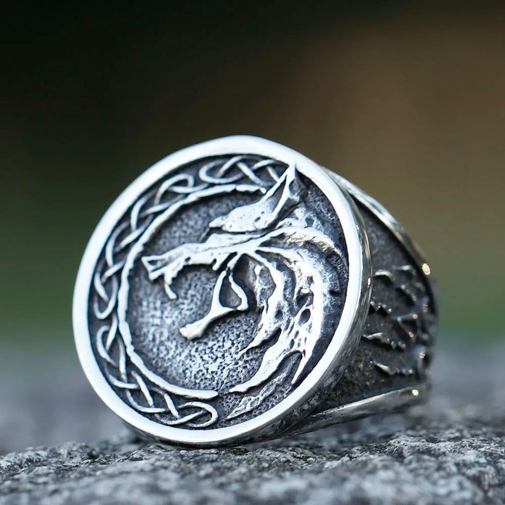 NEW Men's 316L Stainless Steel Rings Vintage Viking Wolf Head Animal Ring Odin Amulet Jewelry for Gift Free Shipping