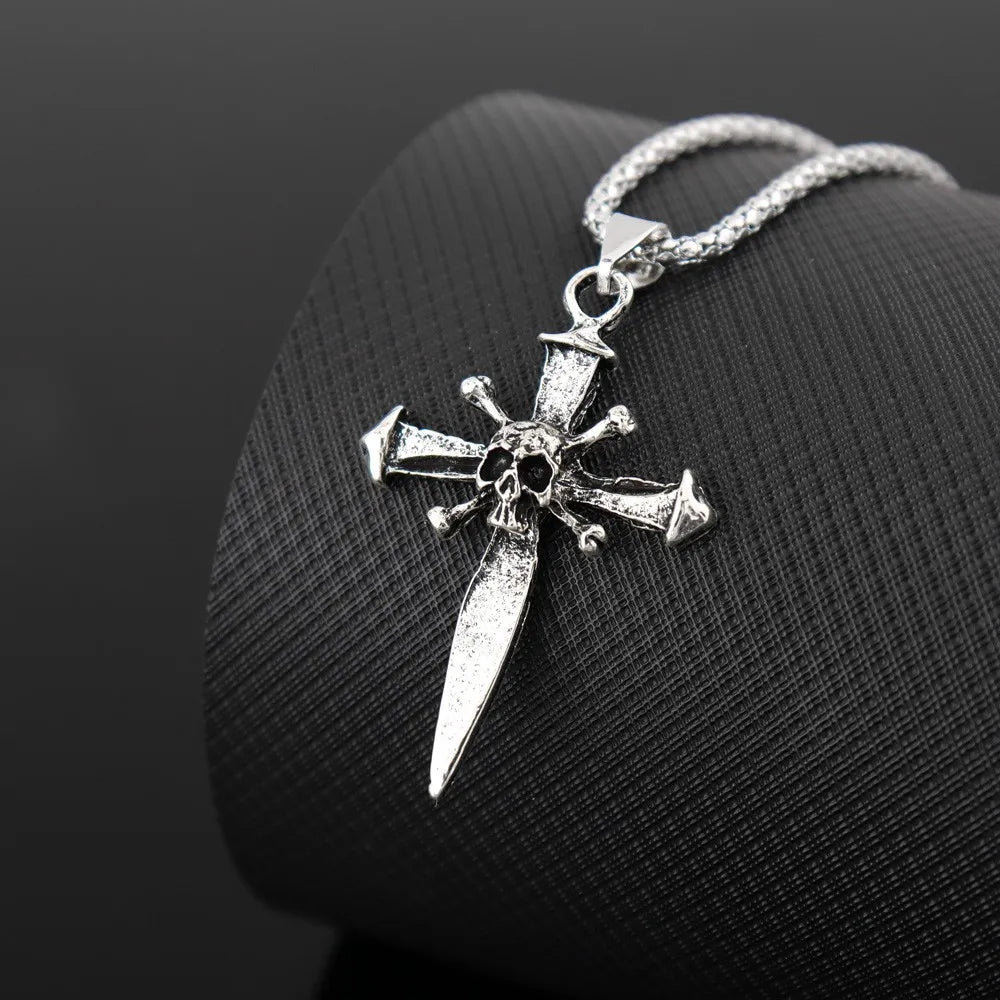 Cross Skull Pendant Necklace — Stainless Steel