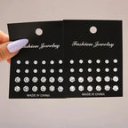 12/24/36 Pairs Shiny Zircon Stud Earrings Set for Women Men Daily Versatile Chic Silver Color Crystal Ear Jewelry Accessories