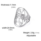 COOLTIME Sigil of Lilith Ring Vintage Stainless Steel Adjustable Pentagram Om Symbol Magic Couple Rings Amulet Jewelry