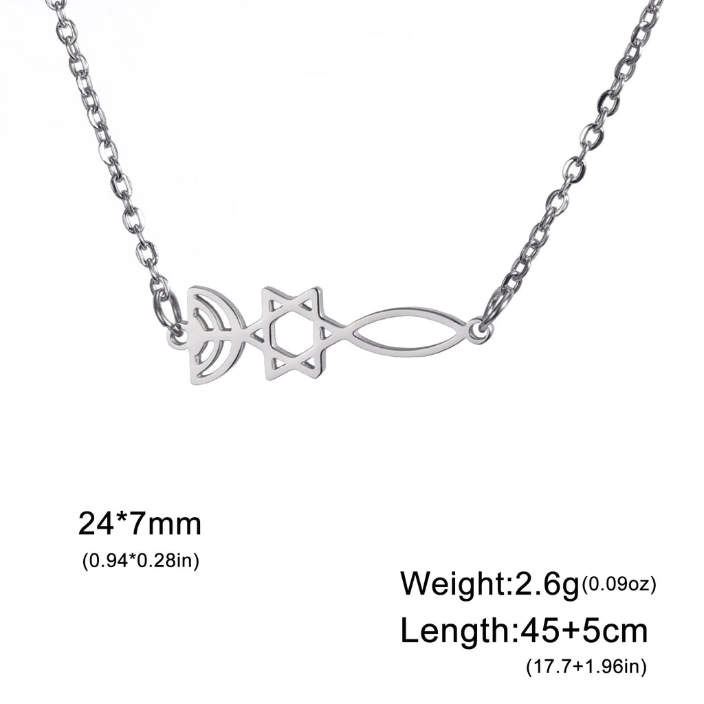 Dawapara Star of David Menorah Necklace Jewish Hanukkah Gift Blessing Protection Amulet Stainless Steel Jewelry