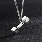 Silver Minimal Dumbbell Pendant Necklace