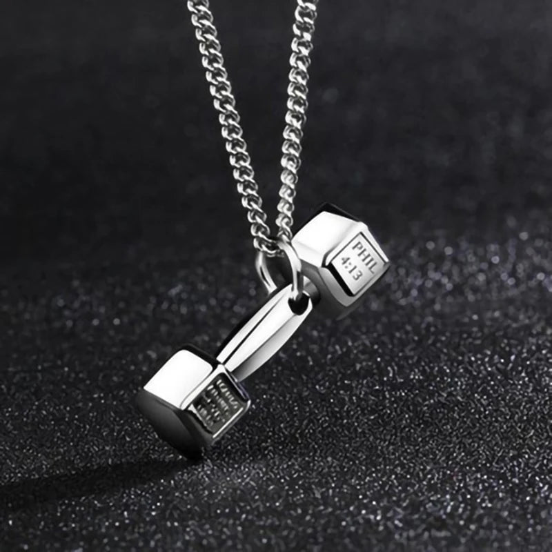 Silver Minimal Dumbbell Pendant Necklace