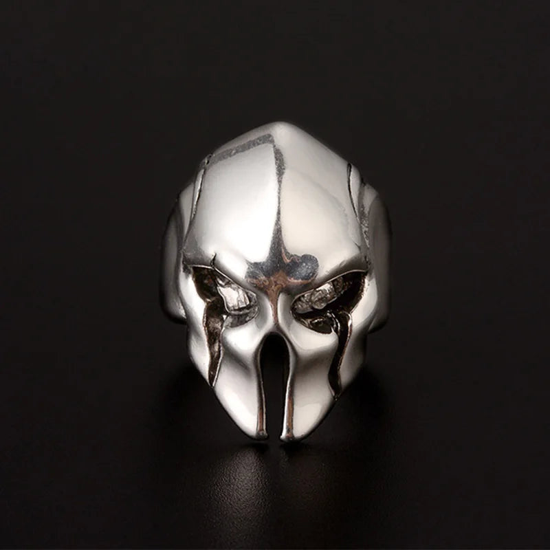 Retro Spartan Mask Large Ring For Men Punk Gothic Rock Hiphop Open Ring Biker Accessories Designer Jewelry Gift For Man